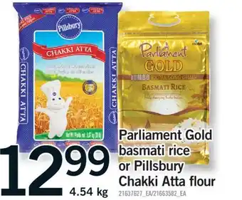 Fortinos PARLIAMENT GOLD BASMATI RICE OR PILLSBURY CHAKKI ATTA FLOUR, 4.54 KG offer