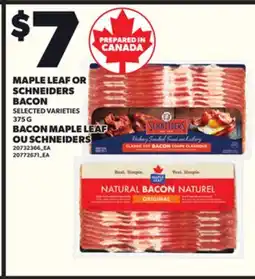 Independent Grocer MAPLE LEAF OR SCHNEIDERS BACON, 375 G offer