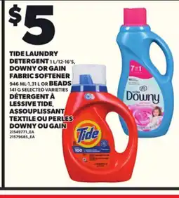 Independent Grocer TIDE LAUNDRY DETERGENT 1 L/12-16'S, DOWNY OR GAIN FABRIC SOFTENER 946 ML-1.31 OR BEADS141 G offer