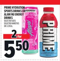 Metro PRIME HYDRATION SPORTS DRINKS OR ALANI NU ENERGY DRINKS offer