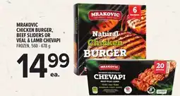 Metro MRAKOVIC CHICKEN BURGER, BEEF SLIDERS OR VEAL & LAMB CHEVAPI offer