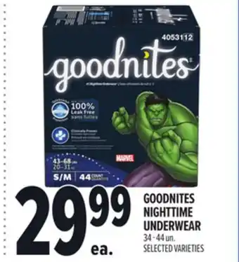 Metro GOODNITES NIGHTTIME UNDERWEAR offer