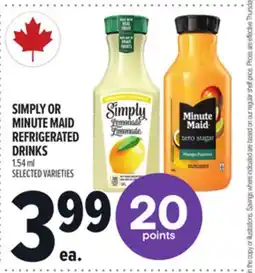 Metro SIMPLY OR MINUTE MAID REFRIGERATED DRINKS offer