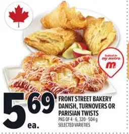 Metro FRONT STREET BAKERY DANISH, TURNOVERS OR PARISIAN TWISTS offer