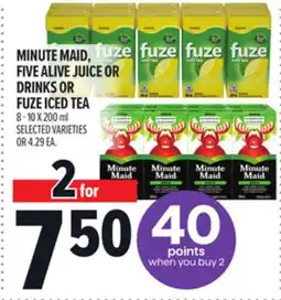 Metro MINUTE MAID, FIVE ALIVE JUICE OR DRINKS OR FUZE ICED TEA offer