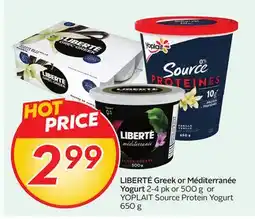 Sobeys LIBERTÉ Greek or Méditerranée Yogurt offer