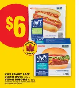 No Frills YVES FAMILY PACK VEGGIE DOGS, 450 g or VEGGIE BURGERS, 4's, 300 g offer