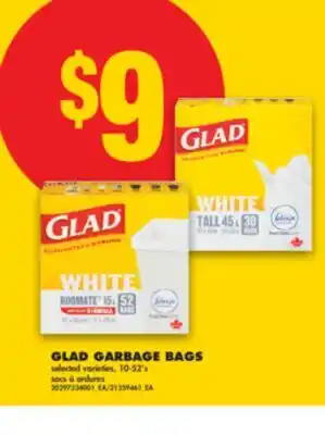 No Frills GLAD GARBAGE BAGS, 10-52's offer