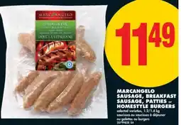 No Frills MARCANGELO SAUSAGE, BREAKFAST SAUSAGE, PATTIES or HOMESTYLE BURGERS, 1.2/1.4 kg offer
