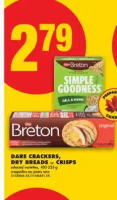 No Frills DARE CRACKERS, DRY BREADS or CRISPS, 100-225 g offer