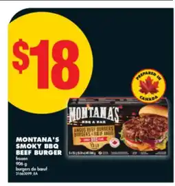 No Frills MONTANA'S SMOKY BBQ BEEF BURGER, 906 g offer