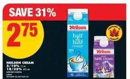 No Frills NEILSON CREAM, 5/10% 1 L or 18/35%, 473 mL offer