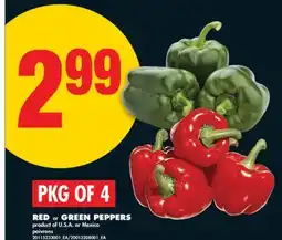 No Frills RED or GREEN PEPPERS, PKG OF 4 offer