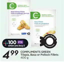 Sobeys COMPLIMENTS GREEN Tilapia, Basa or Pollock Fillets offer