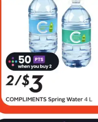 Sobeys COMPLIMENTS Spring Water offer