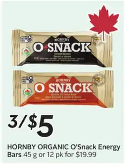 Sobeys HORNBY ORGANIC O'Snack Energy Bars offer