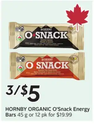 Sobeys HORNBY ORGANIC O'Snack Energy Bars offer