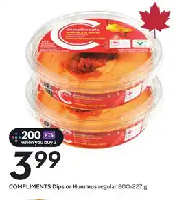 Sobeys COMPLIMENTS Dips or Hummus offer