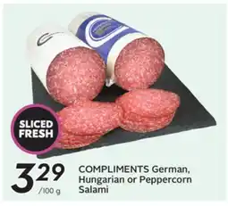 Sobeys COMPLIMENTS German, Hungarian or Peppercorn Salami offer