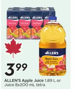 Sobeys ALLEN'S Apple Juice offer