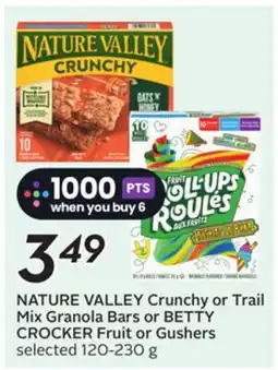 Sobeys NATURE VALLEY Crunchy or Trail Mix Granola Bars or BETTY CROCKER Fruit or Gushers offer