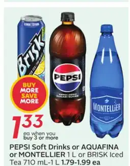 Sobeys PEPSI Soft Drinks or AQUAFINA or MONTELLIER offer