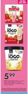 Sobeys IÖGO Frozen Yogurt 946 mL, Frozen Yogurt Bars 4x80 mL or Frozen Yogurt Pops 8x50 mL offer