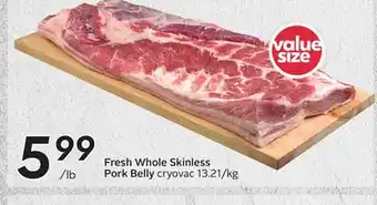 Sobeys Fresh Whole Skinless Pork Belly offer