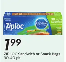 Sobeys ZIPLOC Sandwich or Snack Bags offer
