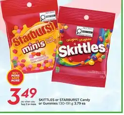Sobeys SKITTLES or STARBURST Candy or Gummies offer