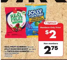 Loblaws REAL FRUIT GUMMIES, 180 G OR JOLLY RANCHER MISFIT, 182-198 G OR TWIZZLERS GUMMIES, 170 G offer
