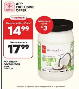 Loblaws PC VIRGIN COCONUT OIL, 860ML offer