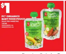 Loblaws PC ORGANICS BABY FOOD POUCH, 128ML offer