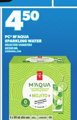 Loblaws PC M'AQUA SPARKLING WATER, 6X355 ML offer