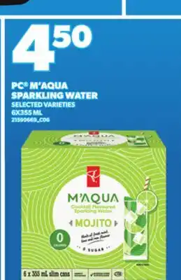 Loblaws PC M'AQUA SPARKLING WATER, 6X355 ML offer