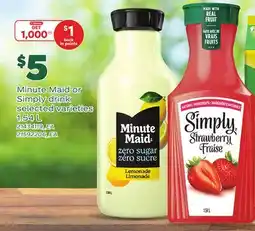 Loblaws MINUTE MAID OR SIMPLY DRINK, 1.54 L offer
