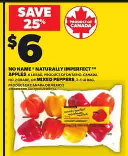 Loblaws NO NAME NATURALLY IMPERFECT APPLES, 6 LB BAG OR MIXED PEPPERS, 2.5 LB BAG offer