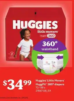 Loblaws HUGGIES LITTLE MOVERS HUGGFIT 360º DIAPERS, 70-136'S offer