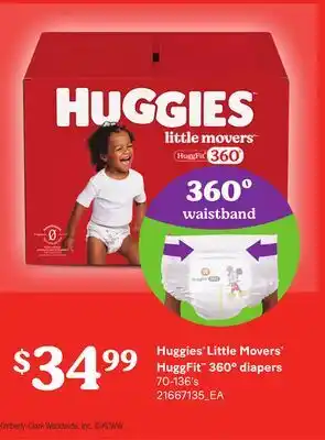 Loblaws HUGGIES LITTLE MOVERS HUGGFIT 360º DIAPERS, 70-136'S offer