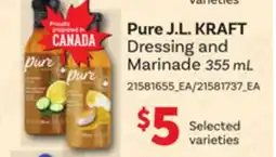 Loblaws PURE J.L. KRAFT DRESSING AND MARINADE, 355 ML offer