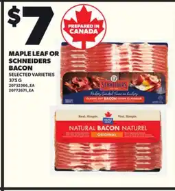 Loblaws MAPLE LEAF OR SCHNEIDERS BACON, 375 G offer