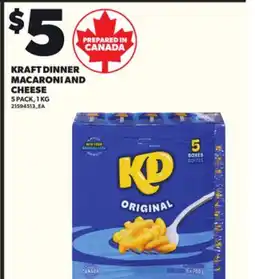 Loblaws KRAFT DINNER MACARONI AND CHEESE, 5PACK, 1KG offer