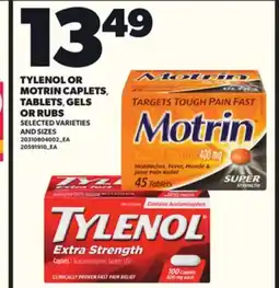 Loblaws TYLENOL OR MOTRIN CAPLETS, TABLETS, GELS OR RUBS offer