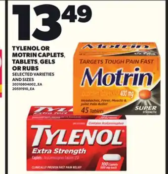 Loblaws TYLENOL OR MOTRIN CAPLETS, TABLETS, GELS OR RUBS offer