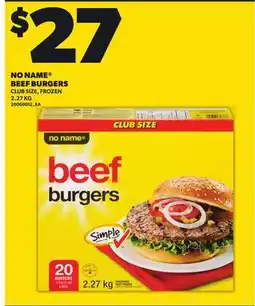 Loblaws NO NAME BEEF BURGERS, 2.27KG offer