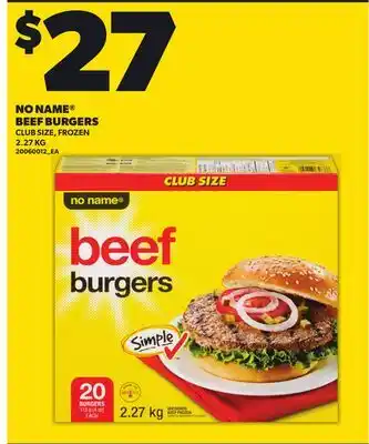 Loblaws NO NAME BEEF BURGERS, 2.27KG offer