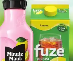 Longo's Fuze Lemon Iced Tea 1.75L bottle or Minute Maid No Sugar Added Beverages 1.54L bottle offer