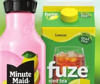 Longo's Fuze Lemon Iced Tea 1.75L bottle or Minute Maid No Sugar Added Beverages 1.54L bottle offer
