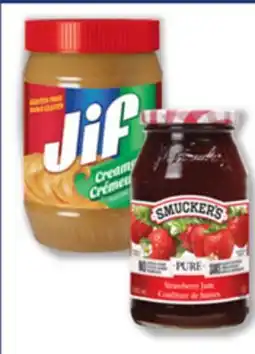 Longo's Smucker's Jam 310-500mL jar or Jif Peanut Butter 1kg jar offer