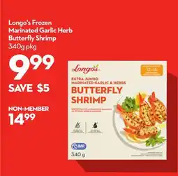 Longo's Frozen Marinated Garlic Herb Butterfly Shrimp offer